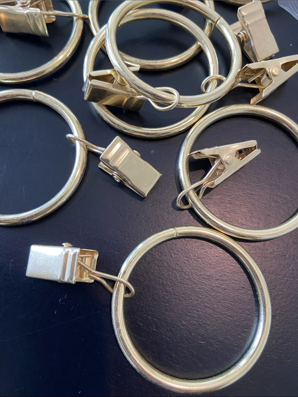 100 gold drapery curtain rings with clips 1.5